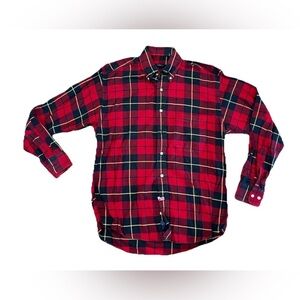 Vintage Burberry London Button Down Up Buffalo Plaid Shirt Mens Medium USA Made